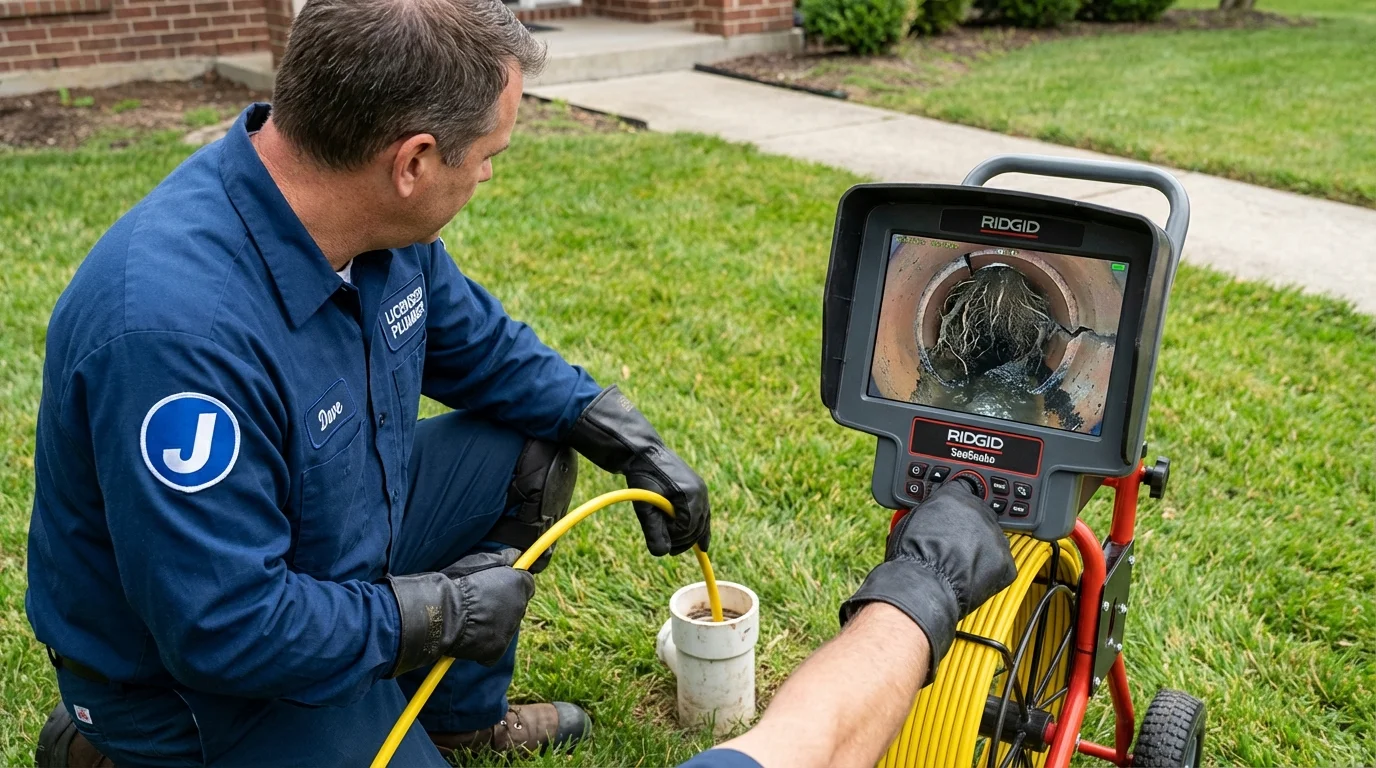 Sewer camera inspection being performed by Johns Plumbing LLC in Brightwaters